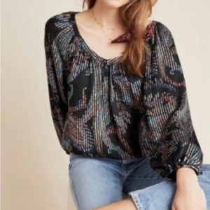 Anthropologie Maeve Satin Burnout Top Large